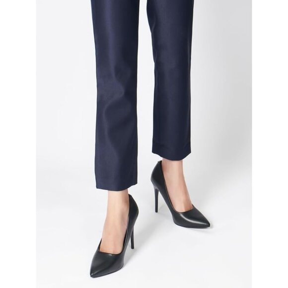 4 Inch PU-Black Womens Pumps High Heels Stiletto Pointed Closed Toe Bridal Shoes - Picture 3 of 8